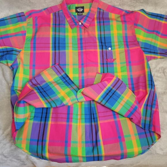 Dockers Rainbow 90's Inspired Retro Embroidered Striped 1X Collared Box … - Picture 5 of 10